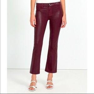 J Brand Selena Midrise Cropboot Coated Floral Oxblood Sz 26